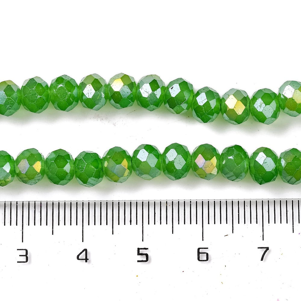 Baking Electroplate Glass Beads Strands AB Color Faceted Rondelle Green 6x5mm Hole: 1mm 80~85pcs/strand 38~40cm