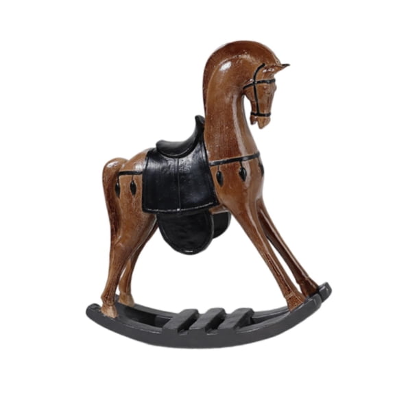 Rocking Horse Statue Horse Figurine Decoration Resin Material Vintage Design for Living Room Desktop
