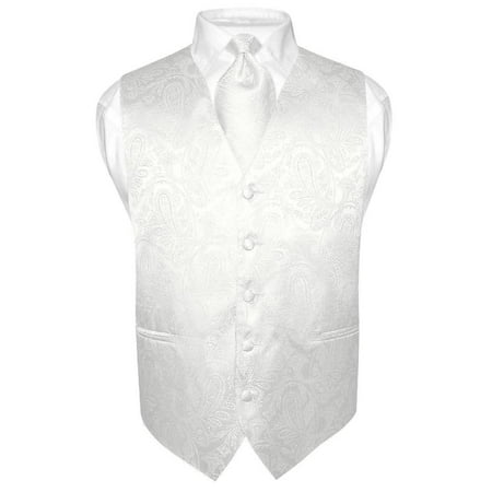 Vesuvio Napoli Men S Paisley Design Dress Vest Necktie Off White Men S Paisley Design Dress Vest Necktie Off White Cream Color Neck