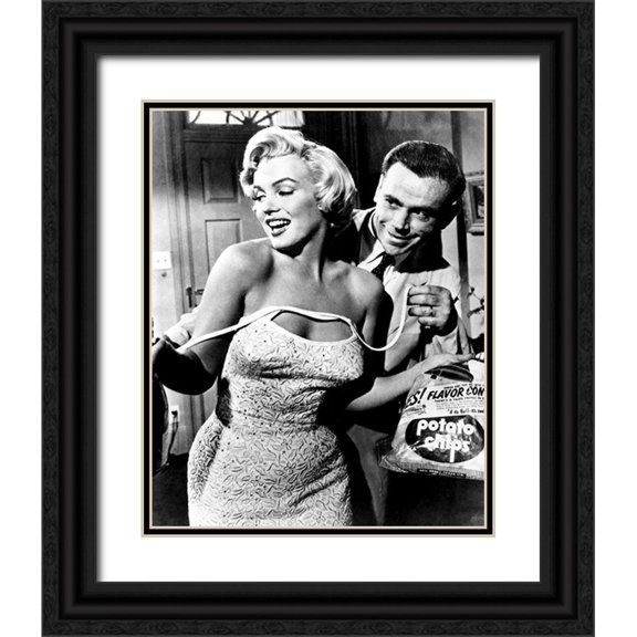 Vintage Hollywood Archive 12x14 Black Ornate Wood Framed with Double Matting Museum Art Print Titled - Tom Ewell, Marilyn Monroe, The Seven Year Itch, 1955