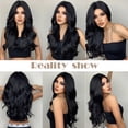 thumbnail image 6 of RightOn Long Black Wigs for Women Black Hair Wigs Long Wavy Curly Black Wigs Middle Part Black Wigs Natural Looking Synthetic Heat Resistant Wigs (Black), 6 of 6