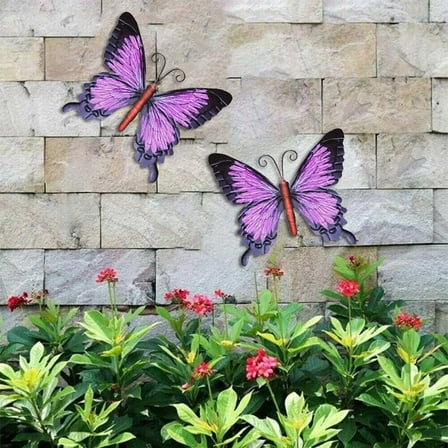 Large Metal Butterfly Purple And Color Outdoor Garden Home Decor Wall Art Smile Home