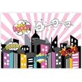 thumbnail image 1 of Heytea Fondo de fiesta de Supergirl de 7 x 5 pies para fotomatón, fotografía, imágenes, superhéroe, superhéroe, niña, edificios de la ciudad, fiesta de cumpleaños para niñas, panca, 1 of 4