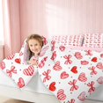 thumbnail image 5 of Erosebridal Pink Heart Bow Flower Twin Bedding for Girls, Romantic Girly Sweetheart Stripe Bedding Comforter Set, Pink Reversible 7pcs, 5 of 6
