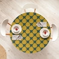 thumbnail image 4 of Ambesonne Autumn Fitted Round Tablecloth, Fall Cartoon Tree Leaves Art, 56"- 60" Diameter, Mustard and Dark Teal, 4 of 5