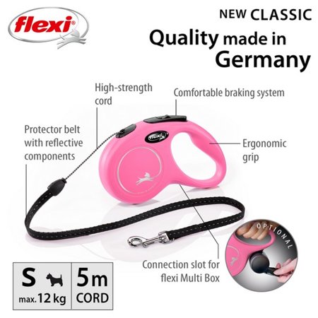 フレキシ (flexi) ニュークラシック コード S(12kg未満) 5m ピンク [犬用リード]