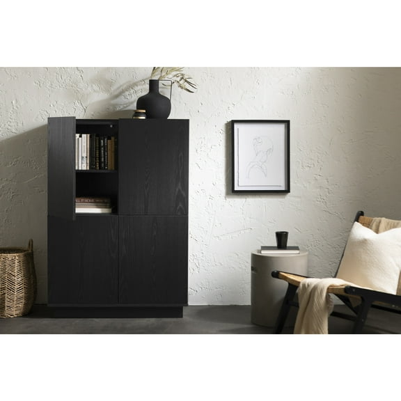 South Shore Liora, Contemporary Bookcase, Black