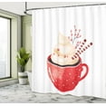thumbnail image 4 of Ambesonne Hot Chocolate Shower Curtain, Xmas Cocoa Drinking, 69"Wx70"L, White Coral Champagne, 4 of 4