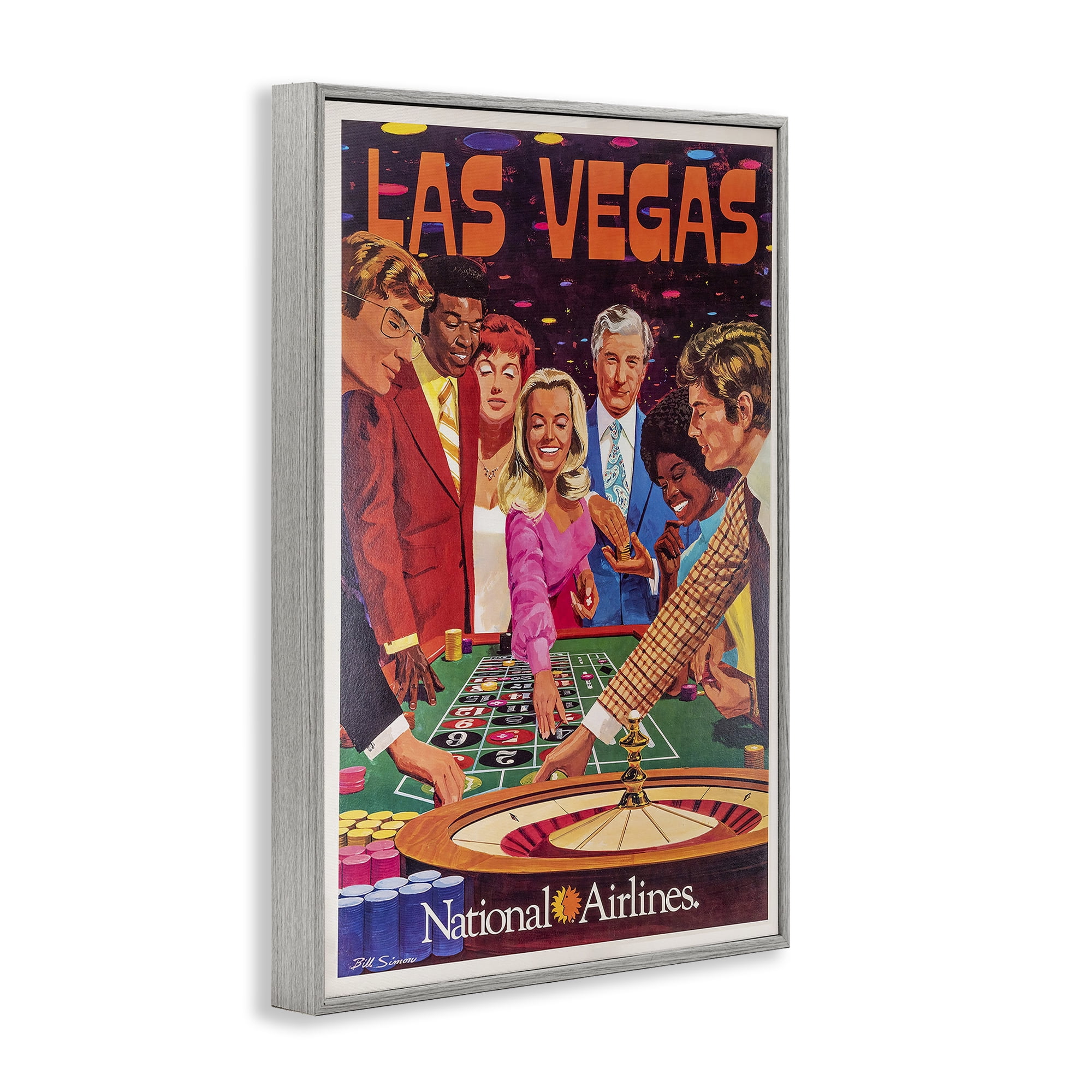 Stupell Industries Vintage Las Vegas Casino Gray Framed Giclee Art, design by Vintage Posters