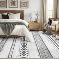 thumbnail image 2 of KoshiMe Area Rugs 9'x12', Low Pile Non-Slip Washable Rug for Living Room, Soft Boho Moroccan Neutral Geometric Indoor Rug for Bedroom Dining Room Office, Grey Black, 2 of 9
