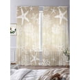 thumbnail image 4 of Brown Gradient Sheer Curtains 108 Inch Long 2 Panels, Nautical Starfish Coral Shell Vintage Light Filtering Rod Pocket Curtains, Sheer Voile Drapes for Living Room Bedroom, 52"x108", 4 of 8