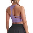 thumbnail image 3 of Xfvqtps Sports Bras for Women Racerback Padded Elastic Workout High Impact Comfortable Breathable Yoga Bra Purple, 3 of 5