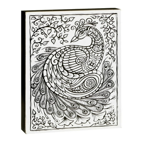 Children S Color Your Own Wall Art Wooden Box Frame Peacock