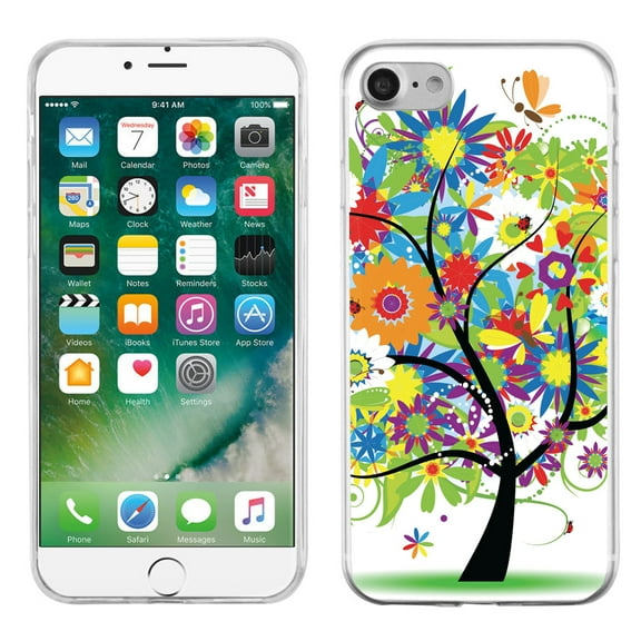 One Tough Shield ® Slim-Fit Premium TPU Gel Phone Case for Apple iPhone 7 - Colorful Tree