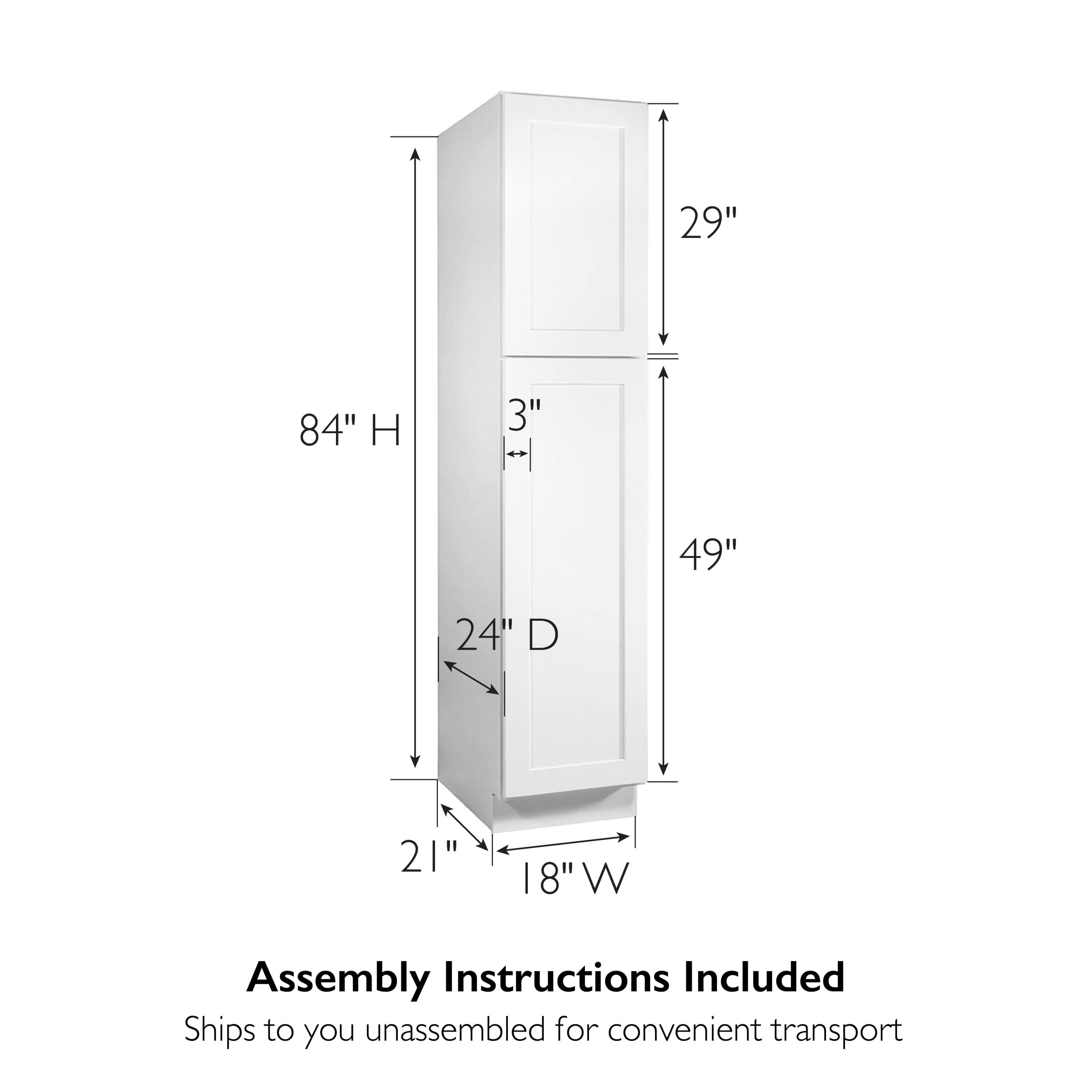 Design House Brookings Ready to Assemble Shaker Pantry Kitchen Cabinet (18 x 84 x 24), Sherwin Williams® White