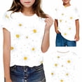 thumbnail image 1 of Zpanxa T-Shirts pour Filles Imprimé Ciel Étoilé Col Rond Manches Courtes Décontracté Polyester Spandex Topxx 7-8 Ans, 1 of 7