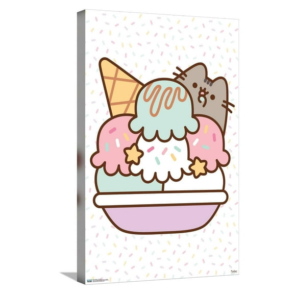 Pusheen - Ice Cream Canvas Wall Poster, 14.725" x 22.375"