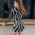 thumbnail image 5 of Black White Zebra Striped Pattern Women's Long Sleeve Bodycon Dress Soft Stretchy For Everyday Wear And Special Occasions, 5 of 6