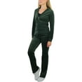 thumbnail image 3 of ToBeInStyle Women's Velour Tracksuit Zip-Up Hooded Jacket and Matching Pants, 3 of 9