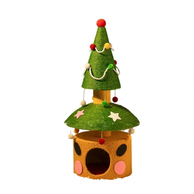 Shengyu Christmas Cat Tree, Tree Bed With House. Cat Furniture With Durable, Easy Assembly, Weight For Balconies, Rooms, Orange-2nd floor