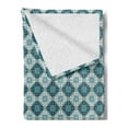 thumbnail image 2 of Moroccan Soft Flannel Fleece Throw Blanket, Traditional Folkloric Flower Ornaments in Squares Detailed Art, Cozy Plush for Indoor and Outdoor Use, 70" x 90", Dark Teal Mustard, by Ambesonne, 2 of 5
