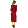 thumbnail image 5 of Bimba Women Maroon Straight Kurta Kurti Printed Tunic 3/4 Sleeve Slit Blouse, 5 of 7