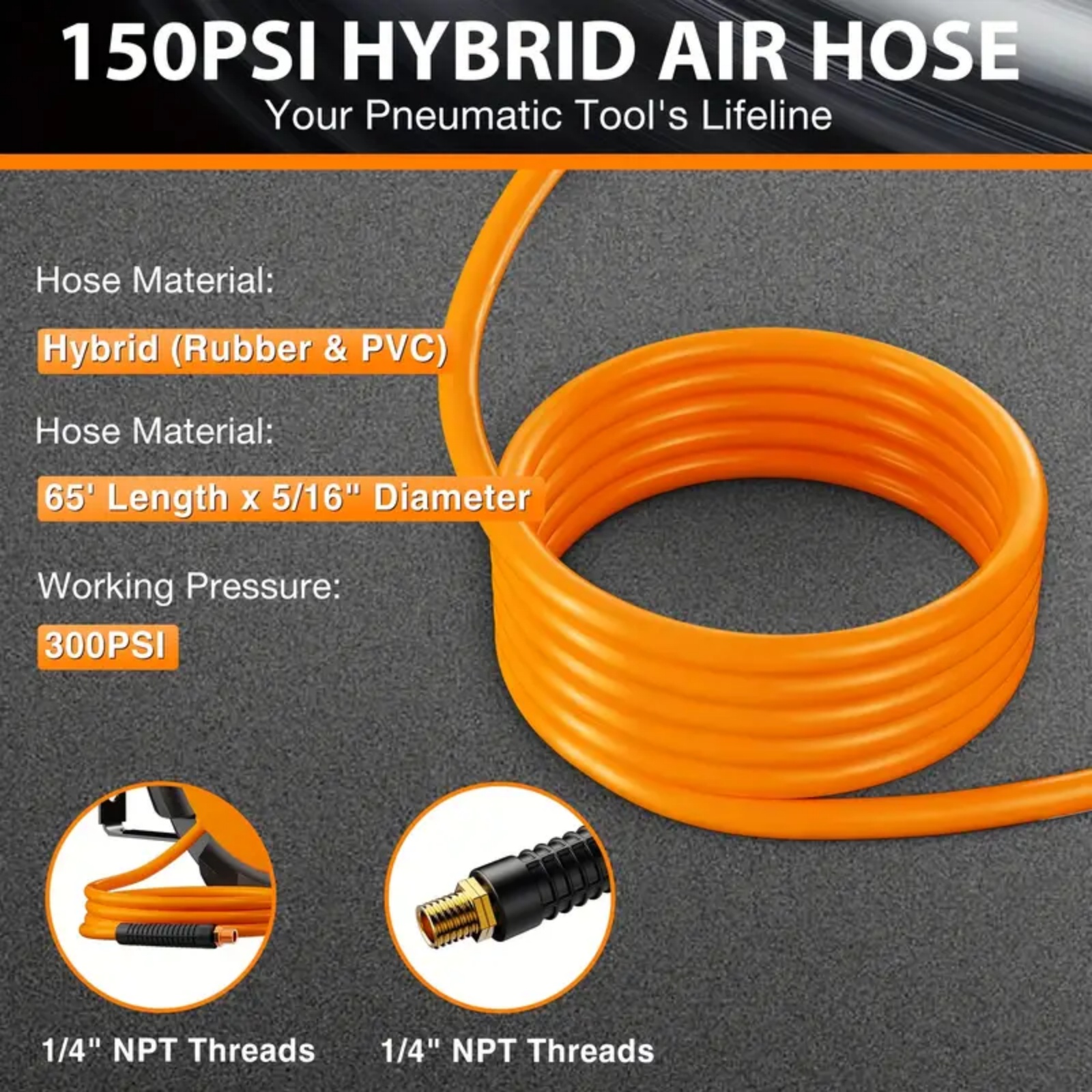 Rvchic 5/16"x40 ft Retractable Air Hose Reel with 180°Swivel & Lock,300 PSI Pneumatic Hose Reel with 6.5ft Lead-in,Any Length Lock,for Automotive Maintenance,Orange