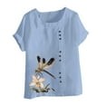 thumbnail image 2 of Xuyuer Womens Linen Tops 2026 Summer Short Sleeve Shirts Loose Crewneck Casual Boho Tops Vintage Embroidered Blouses Loose Short Sleeves, Fashion Blouses for Women, 2 of 3