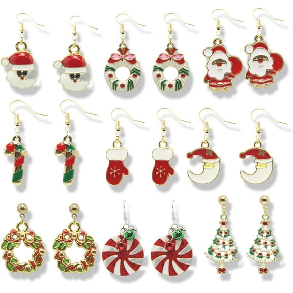 6-16 Pair Christmas Earrings For Women Cute Funny Christmas Earrings Bow Tree Santa Holiday Earrings For Christmas Jewellery[Z1]