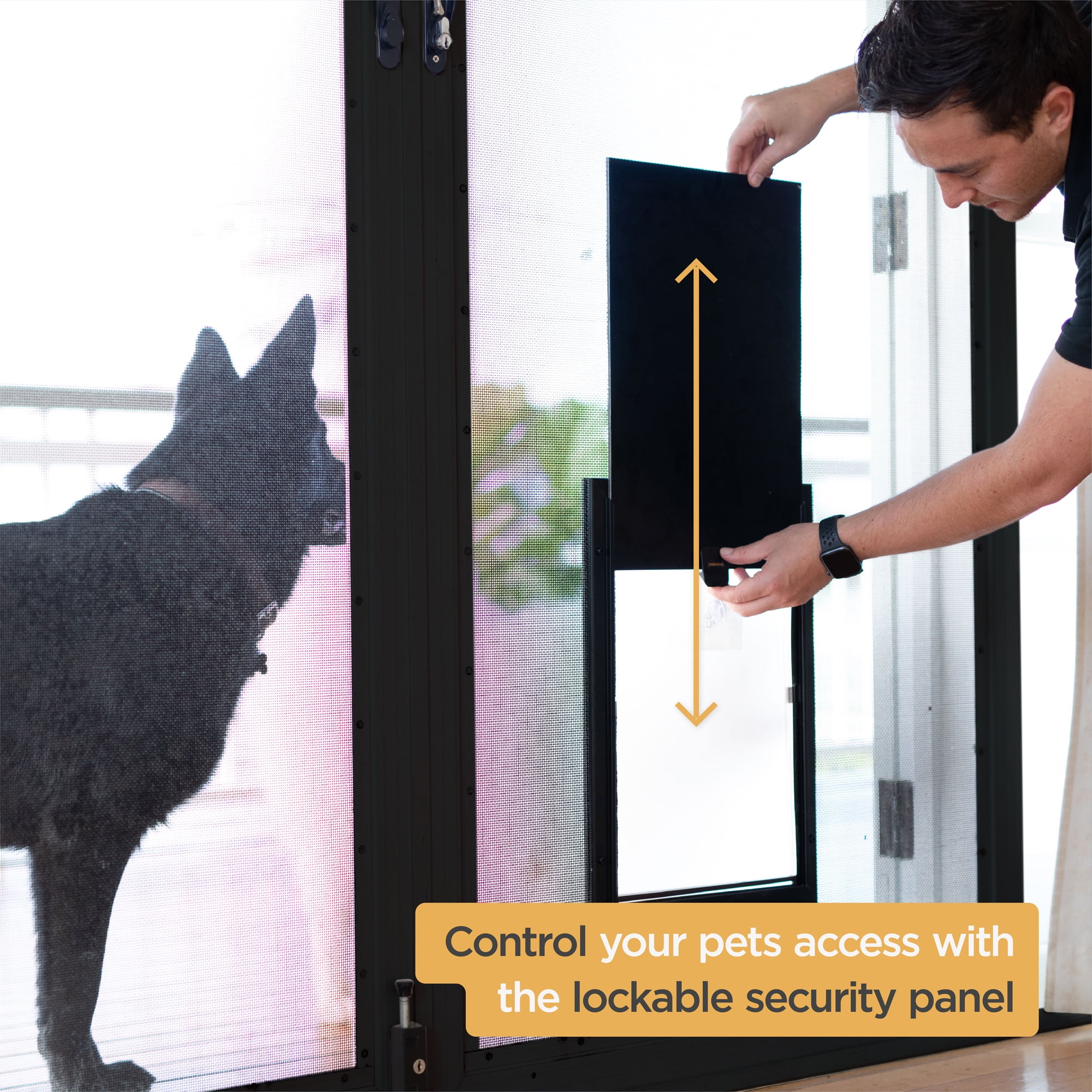 Hakuna Pets Black Deluxe Aluminum Small Pet Door for Doors up to 2.76" Thick, for Pets up to 20 lbs