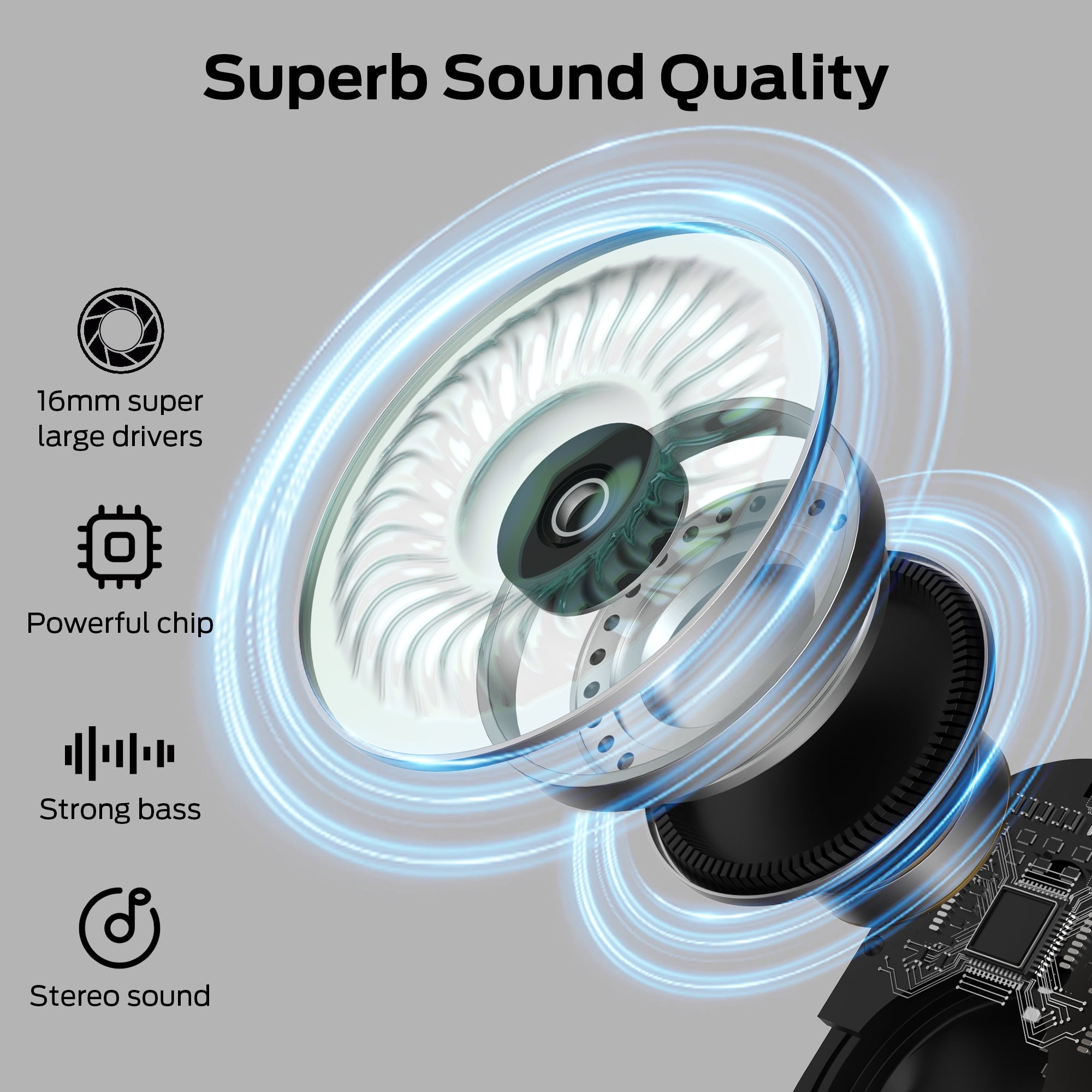 Monster Open Ear Headphones, Bluetooth 5.3 Wireless Headphones with Earhooks, Immersive Stereo Sound by Dual Large Driver, Clear Talk, 30H Playtime,Waterproof Sport Earbuds for Running