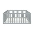 thumbnail image 5 of Holaki Wood Full Size Floor Bed with High Fence Railings for Kids, Gray, 5 of 7