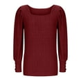 thumbnail image 4 of Lmnyox Long Sleeve Tops for Women Dressy Casual Square Neck Ribbed Tunic Blouses Fall Fashion Solid Shirts, 4 of 6