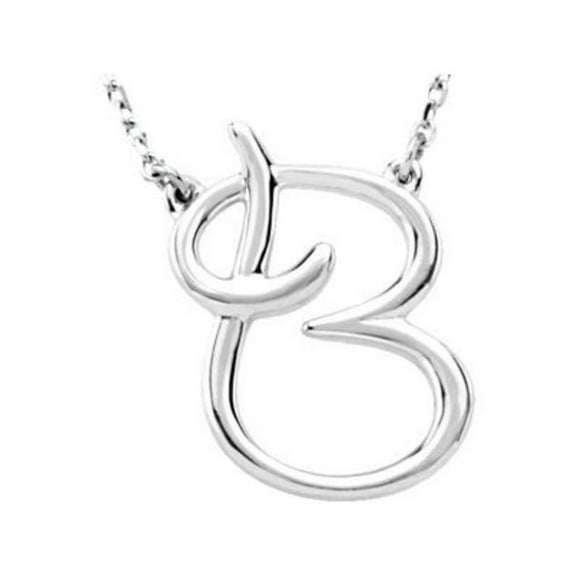Letter B Script Initial 16" Necklace in Sterling Silver