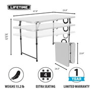 Lifetime 4 Foot Fold-in-Half Adjustable Height Table, Indoor/Outdoor Essential, White (80509)