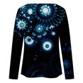 thumbnail image 5 of IROINID Offres T-Shirts à Manches Longues pour Femmes, Col Rond Imprimé, Ample, Automne, Blouse, Chandail, Bleu Ciel, 5 of 5