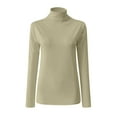 thumbnail image 6 of ASFGIMUJ Women Fashion Solid Long Sleeve Turtleneck Blouse Tops Slim Fit Stretchy Layer Tee Shirts, 6 of 7