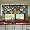 thumbnail image 3 of Yayeee Kitchen Curtains Tier Set of 2 Light Filtering 57"x24" Over Sink Window Panels, Blue Geometric Flowers, 3 of 7