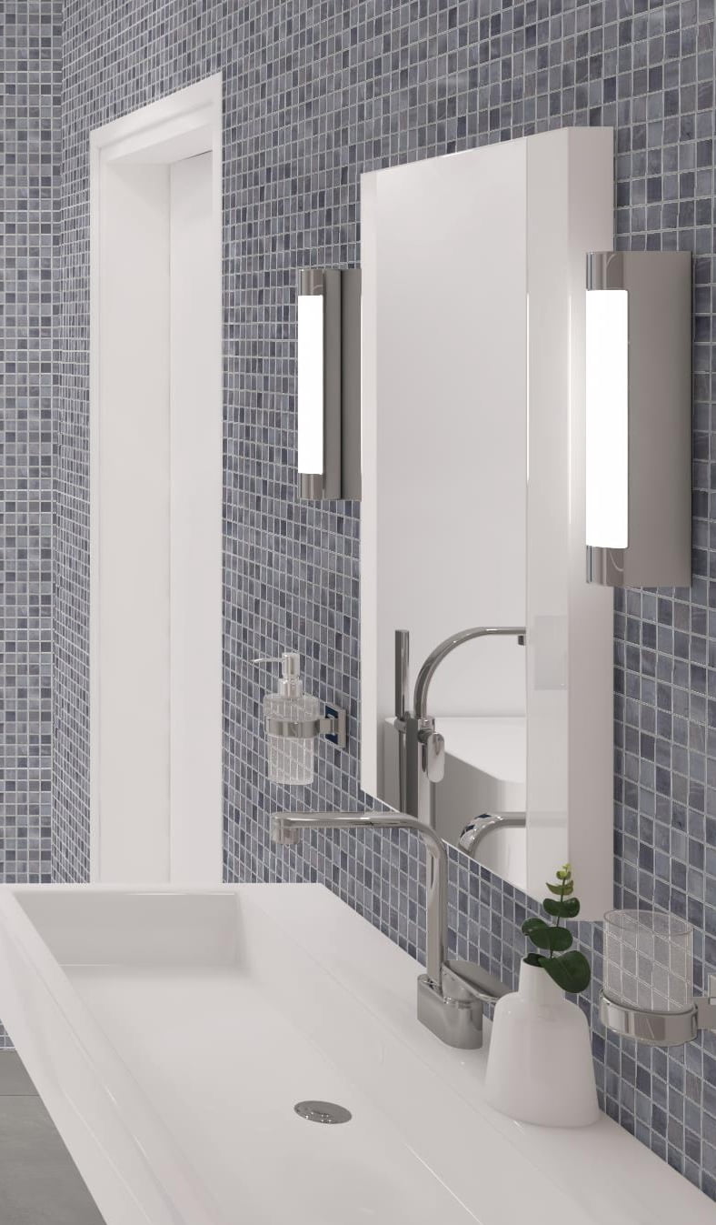 Mediterranean Kasbbah Grey 1-in. Marble Look Polished Glass Mosaic Wall and Floor Tile