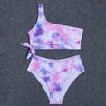 thumbnail image 3 of Bikini de dos piezas Nikou con un hombro al descubierto rosa L, 3 of 6