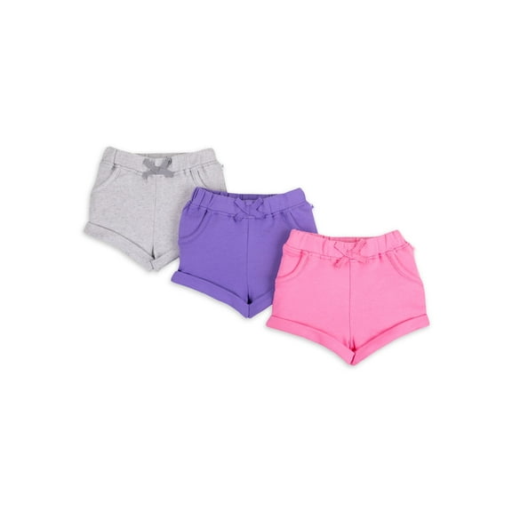 Little Star 100% Organic Cotton 3-Pack Baby Girl Knit Shorts