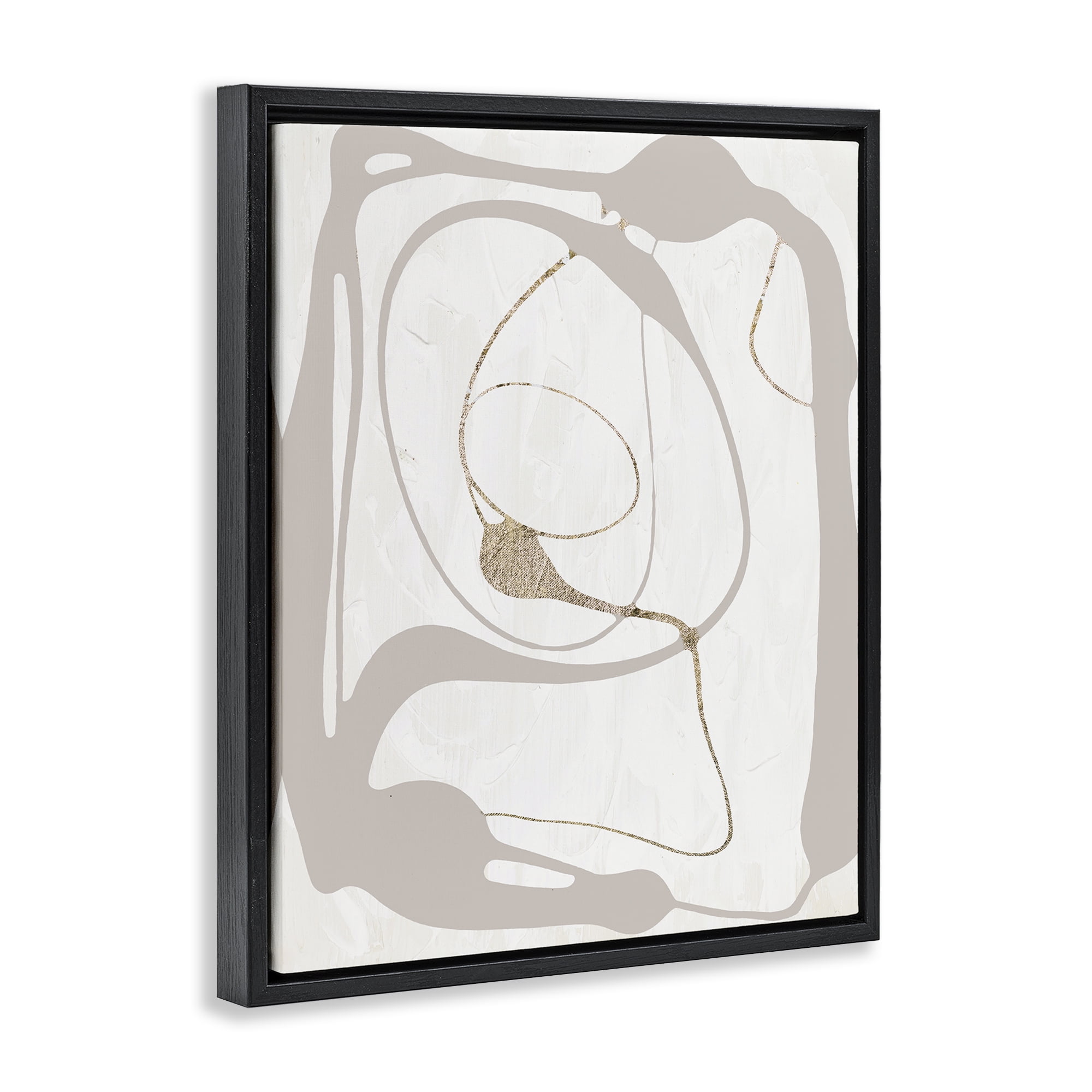 Stupell Industries Gray Very Abstract Figure Abstract Painting Black Floater Framed Canvas Art Print Wall Art, 25 x 31