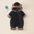 thumbnail image 2 of asjyhkr Fleece Hooded Rompers for Boys Girls Comfy Puffer Thick Warm Coat Fall Winter Soft Casual Jumpsuit for Kids(18-24 Months,Black), 2 of 8