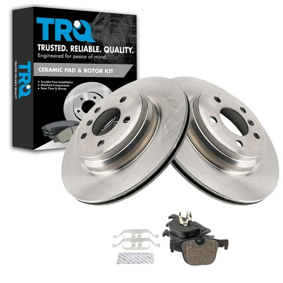 TRQ Rear Premium Posi Ceramic Disc Pad & Brake Rotor Kit Fits Select BMW New