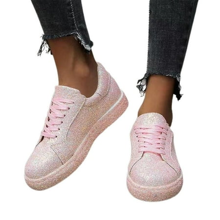 Glitter lace up trainers best sale