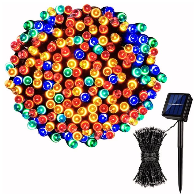 Luces Navideña Solar 12 Metros 100 Led Decorativa Exterior 8 Modos Multicolor