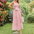 thumbnail image 7 of Womens 2 Piece Skirt Sets Summer Spuare Neck Plaid Tank Tops Maxi Skirt Casual Travel Vacation Sets with Pocket XL, 7 of 7