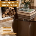 thumbnail image 6 of Hawsaiy Round Glass Coffee Table with Tempered Glass Top and Wood Base, Modern 30" Small Coffee Table for Living Room, Apartment, Office, Minimalist Center Table, Walnut, 6 of 9