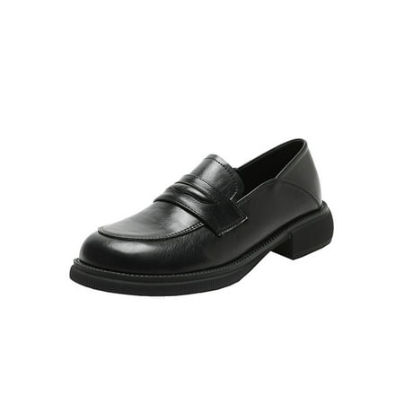 

Wazshop Ladies Casual Shoe Slip On Loafers Comfort Flats Slip-Resistant Classic Walking Shoes Womens Moccasins British Breathable Black 7.5