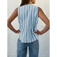 thumbnail image 3 of xiaxaixu Women's Striped Tank Tops Loose Round Neck Front Tie Up Ruffled Sleeveless Blouse for Summer, 3 of 5